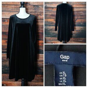 GAP Shift Dress XL Black Velvet Long Sleeve 2017